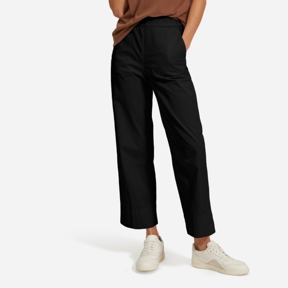 Everlane Pants - Everlane Womens Pull On Pant Size 6 Black High Waist Straight Leg Organic Cotton